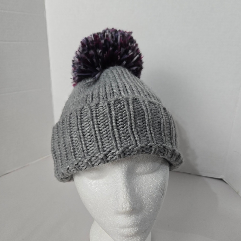 NWT FRAAS Pom Space Hat Grey Fleece Lined Knit Beanie Multi Color Pom #1667 - Picture 2 of 8